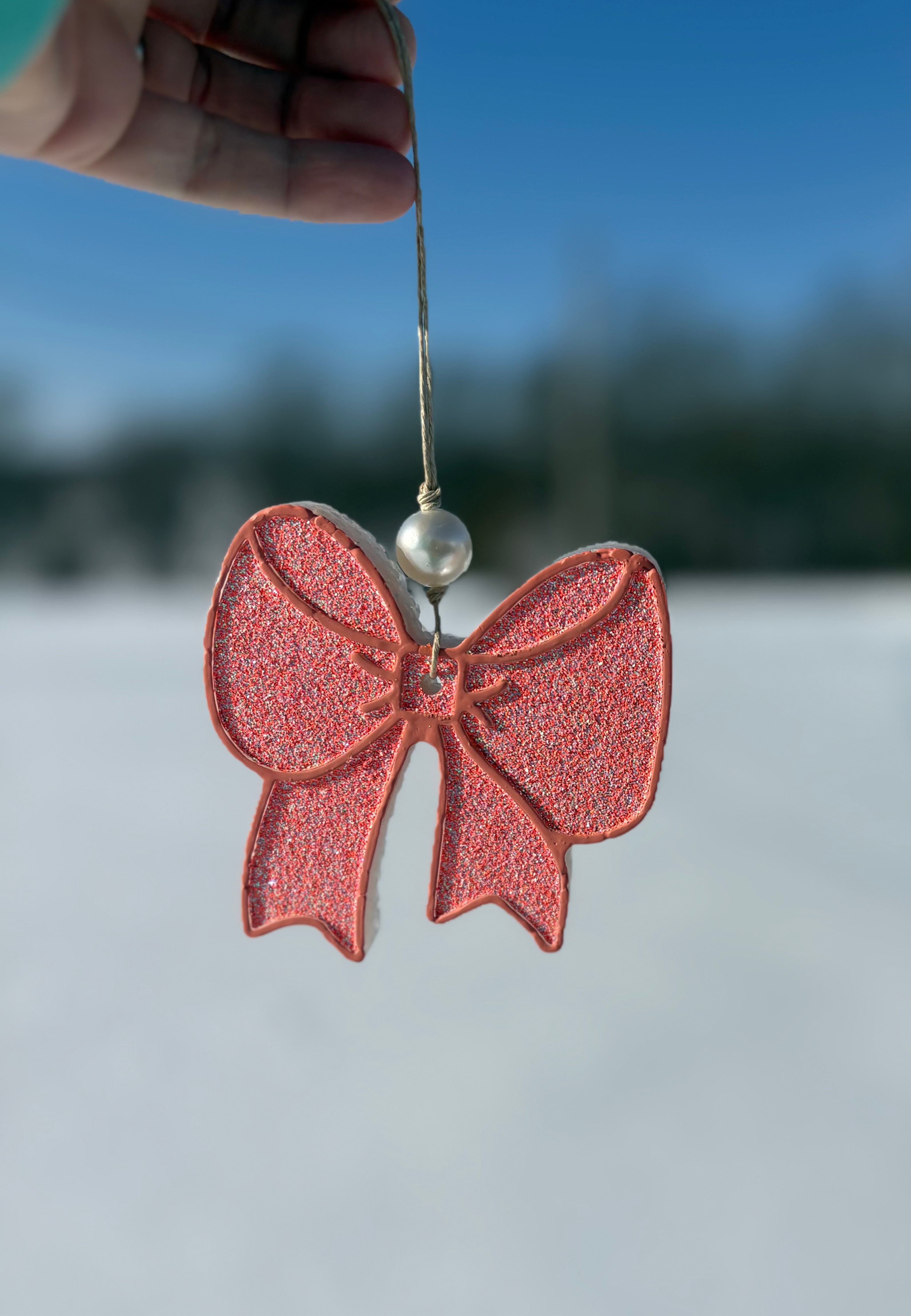 Pink Glitter Bow Car Freshie