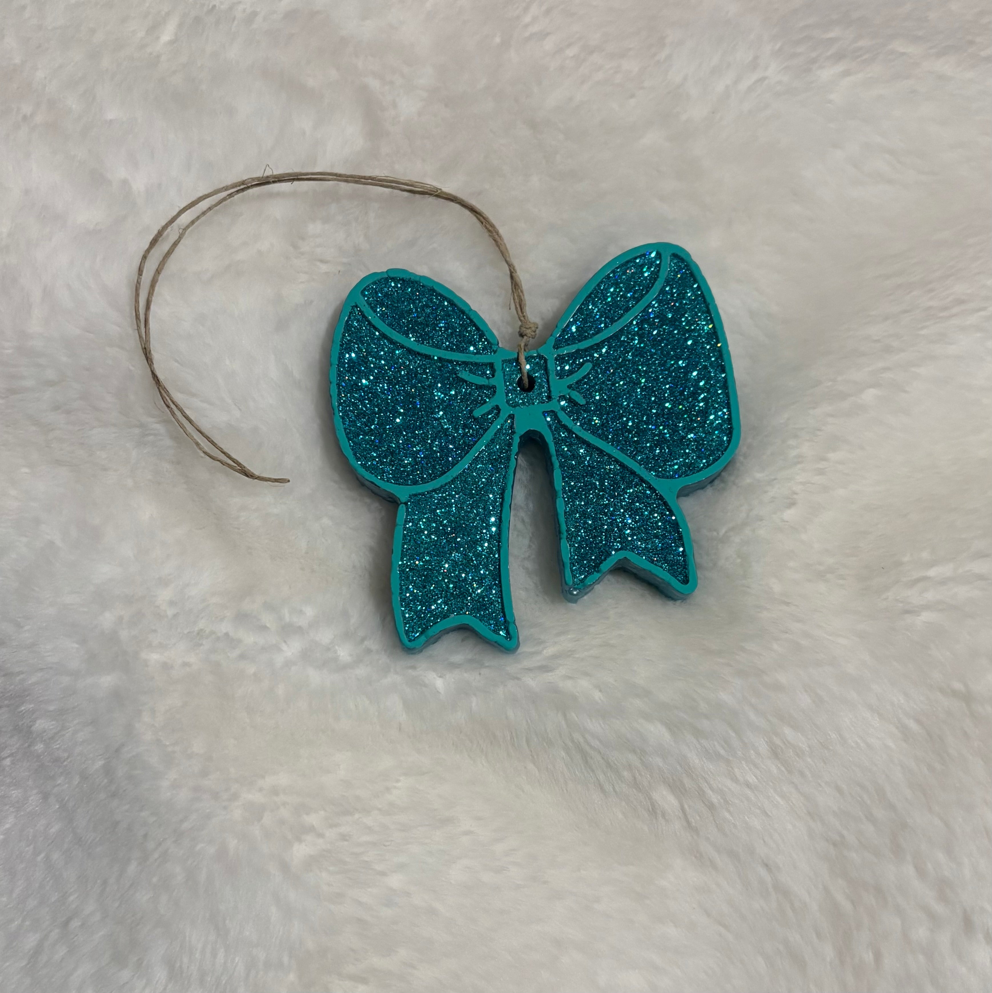 Blue Glitter Bow Car Freshie