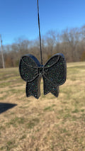Black Glitter Bow Car Freshie
