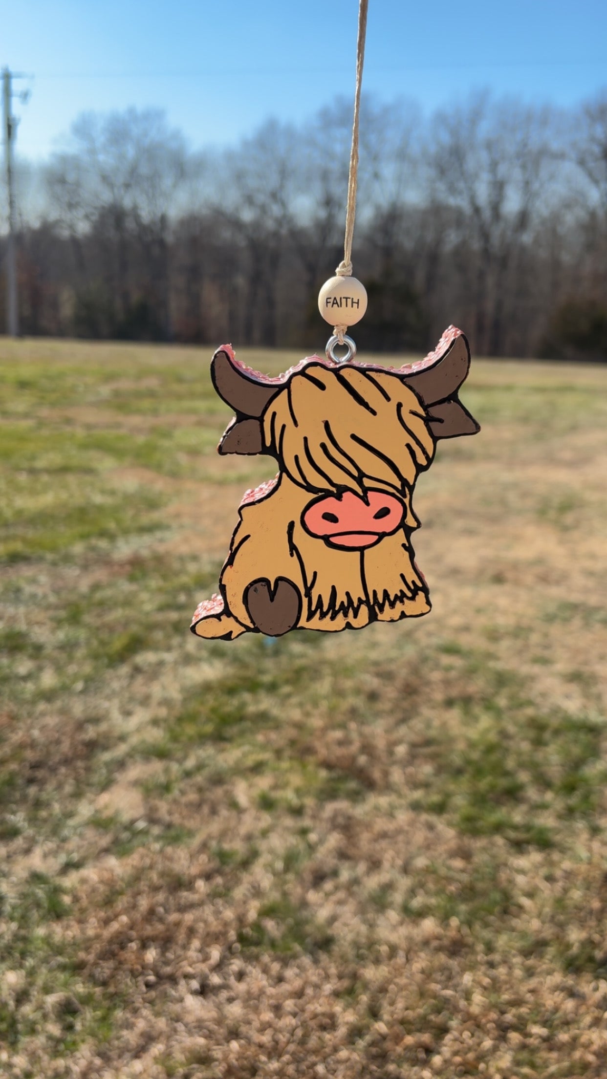 Tan and Brown Highland Cow Car Freshie