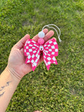 Pink and White Checkered Bow Car Freshie